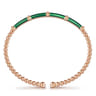 Enamel - 14K Rose Gold Bujukan and Bar Split Bangle with Chrome Green Enamel