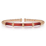Enamel - 14K Rose Gold Bujukan and Bar Split Bangle with Chrome Red Enamel
