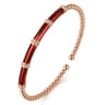 Enamel - 14K Rose Gold Bujukan and Bar Split Bangle with Chrome Red Enamel