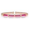 Enamel - 14K Rose Gold Bujukan and Bar Split Bangle with Fuchsia Enamel