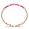 Enamel - 14K Rose Gold Bujukan and Bar Split Bangle with Fuchsia Enamel