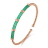 Enamel - 14K Rose Gold Bujukan and Bar Split Bangle with Mint Green Enamel