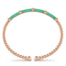 Enamel - 14K Rose Gold Bujukan and Bar Split Bangle with Mint Green Enamel