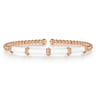 Enamel - 14K Rose Gold Bujukan and Bar Split Bangle with White Enamel