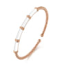 Enamel - 14K Rose Gold Bujukan and Bar Split Bangle with White Enamel