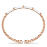 Enamel - 14K Rose Gold Bujukan and Bar Split Bangle with White Enamel