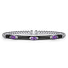 Enamel - 14K White Gold Bujukan Amethyst Split Bangle with Black Enamel