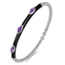 Enamel - 14K White Gold Bujukan Amethyst Split Bangle with Black Enamel