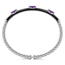 Enamel - 14K White Gold Bujukan Amethyst Split Bangle with Black Enamel