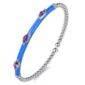 Enamel - 14K White Gold Bujukan Amethyst Split Bangle with Blue Enamel