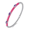 Enamel - 14K White Gold Bujukan Amethyst Split Bangle with Fuchsia Enamel