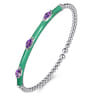 Enamel - 14K White Gold Bujukan Amethyst Split Bangle with Mint Green Enamel
