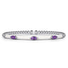 Enamel - 14K White Gold Bujukan Amethyst Split Bangle with White Enamel