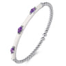 Enamel - 14K White Gold Bujukan Amethyst Split Bangle with White Enamel