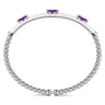 Enamel - 14K White Gold Bujukan Amethyst Split Bangle with White Enamel