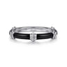 Enamel - 14K White Gold Bujukan Bar Split Stackable with Black Enamel