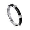 Enamel - 14K White Gold Bujukan Bar Split Stackable with Black Enamel