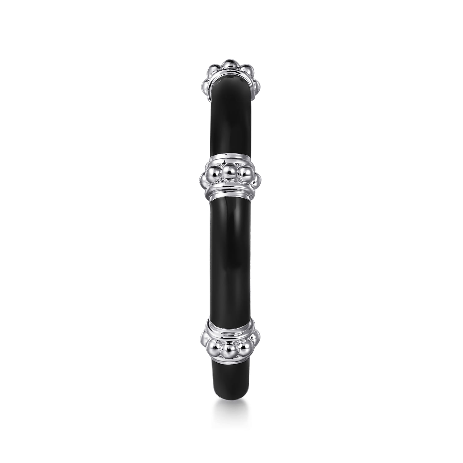 Enamel - 14K White Gold Bujukan Bar Split Stackable with Black Enamel - Shot 4