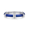 Enamel - 14K White Gold Bujukan Bar Split Stackable with Chrome Blue Enamel