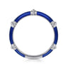 Enamel - 14K White Gold Bujukan Bar Split Stackable with Chrome Blue Enamel