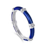 Enamel - 14K White Gold Bujukan Bar Split Stackable with Chrome Blue Enamel
