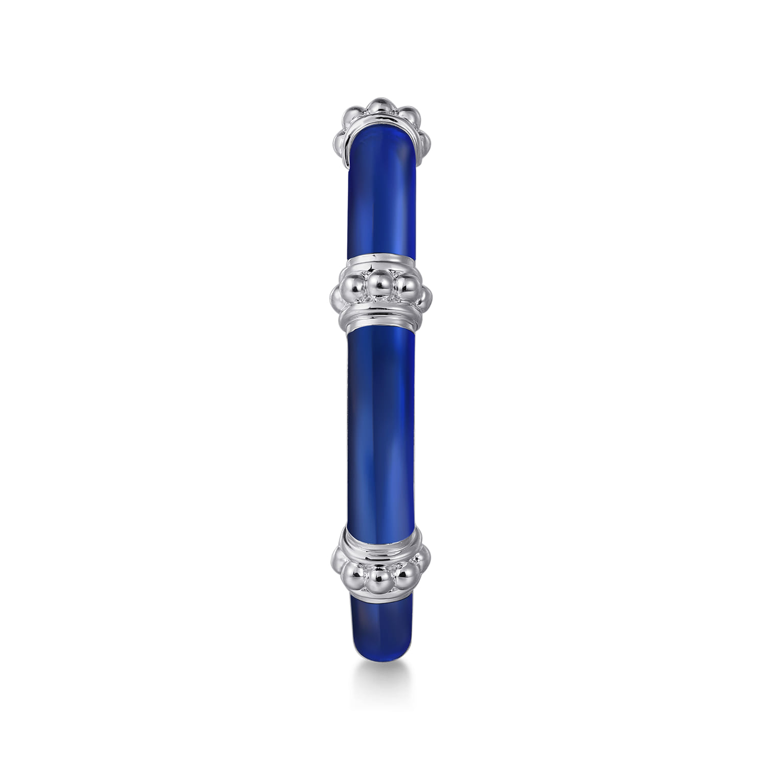 Enamel - 14K White Gold Bujukan Bar Split Stackable with Chrome Blue Enamel - Shot 4