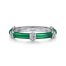 Enamel - 14K White Gold Bujukan Bar Split Stackable with Chrome Green Enamel