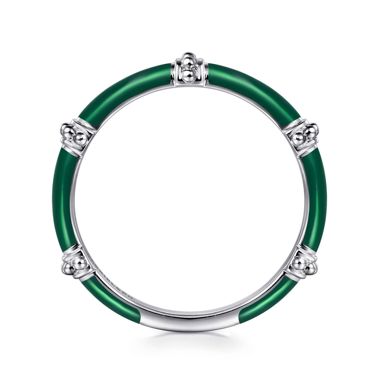 Enamel - 14K White Gold Bujukan Bar Split Stackable with Chrome Green Enamel - Shot 2