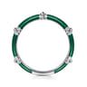 Enamel - 14K White Gold Bujukan Bar Split Stackable with Chrome Green Enamel