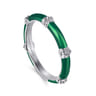 Enamel - 14K White Gold Bujukan Bar Split Stackable with Chrome Green Enamel