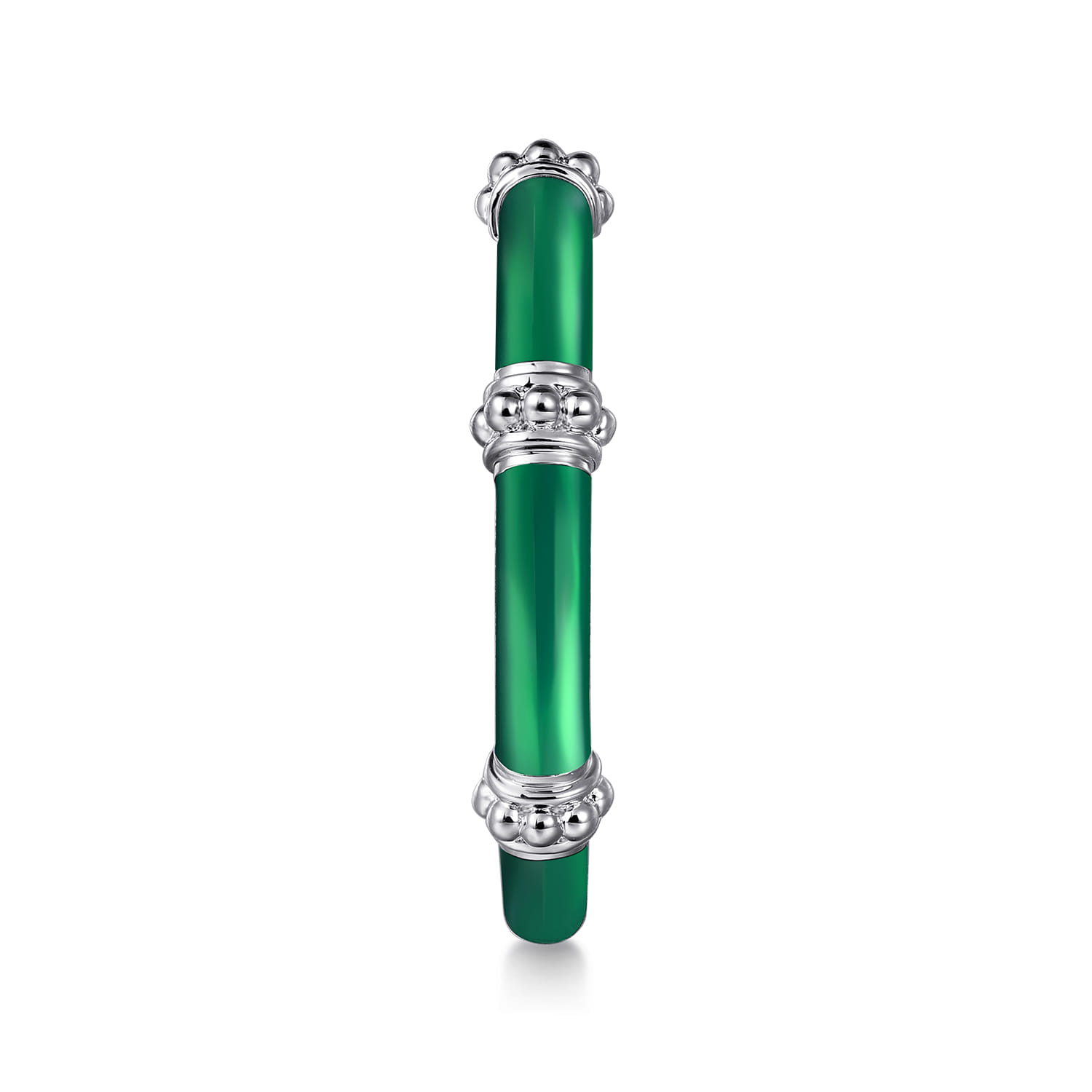 Enamel - 14K White Gold Bujukan Bar Split Stackable with Chrome Green Enamel - Shot 4