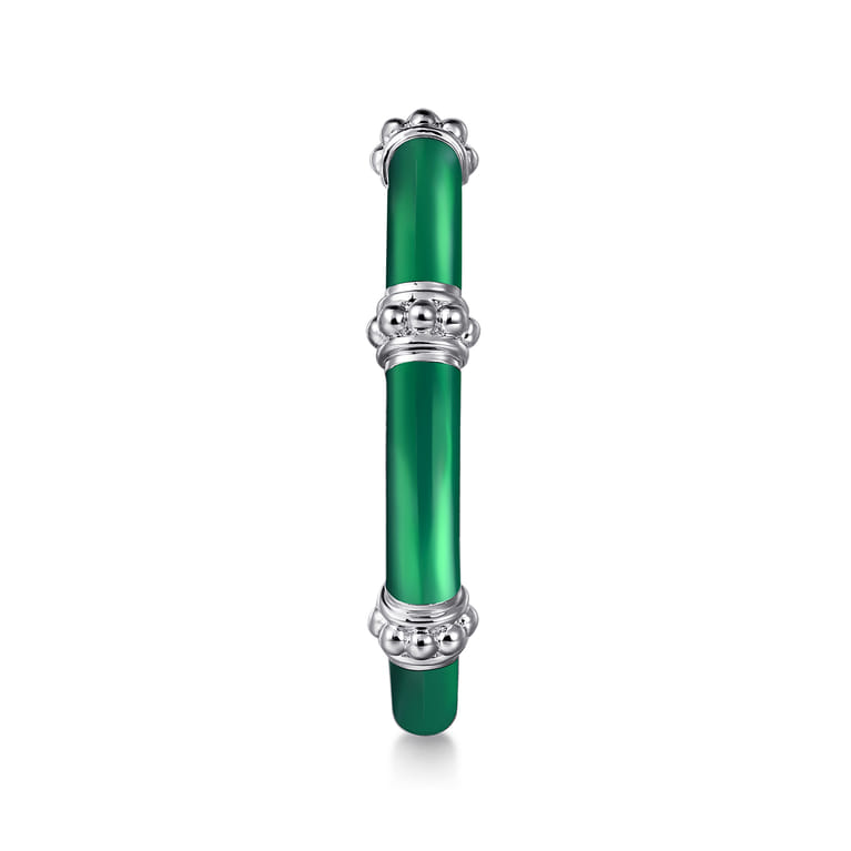 Enamel - 14K White Gold Bujukan Bar Split Stackable with Chrome Green Enamel - Shot 4