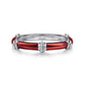 Enamel - 14K White Gold Bujukan Bar Split Stackable with Chrome Red Enamel