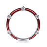 Enamel - 14K White Gold Bujukan Bar Split Stackable with Chrome Red Enamel