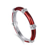 Enamel - 14K White Gold Bujukan Bar Split Stackable with Chrome Red Enamel