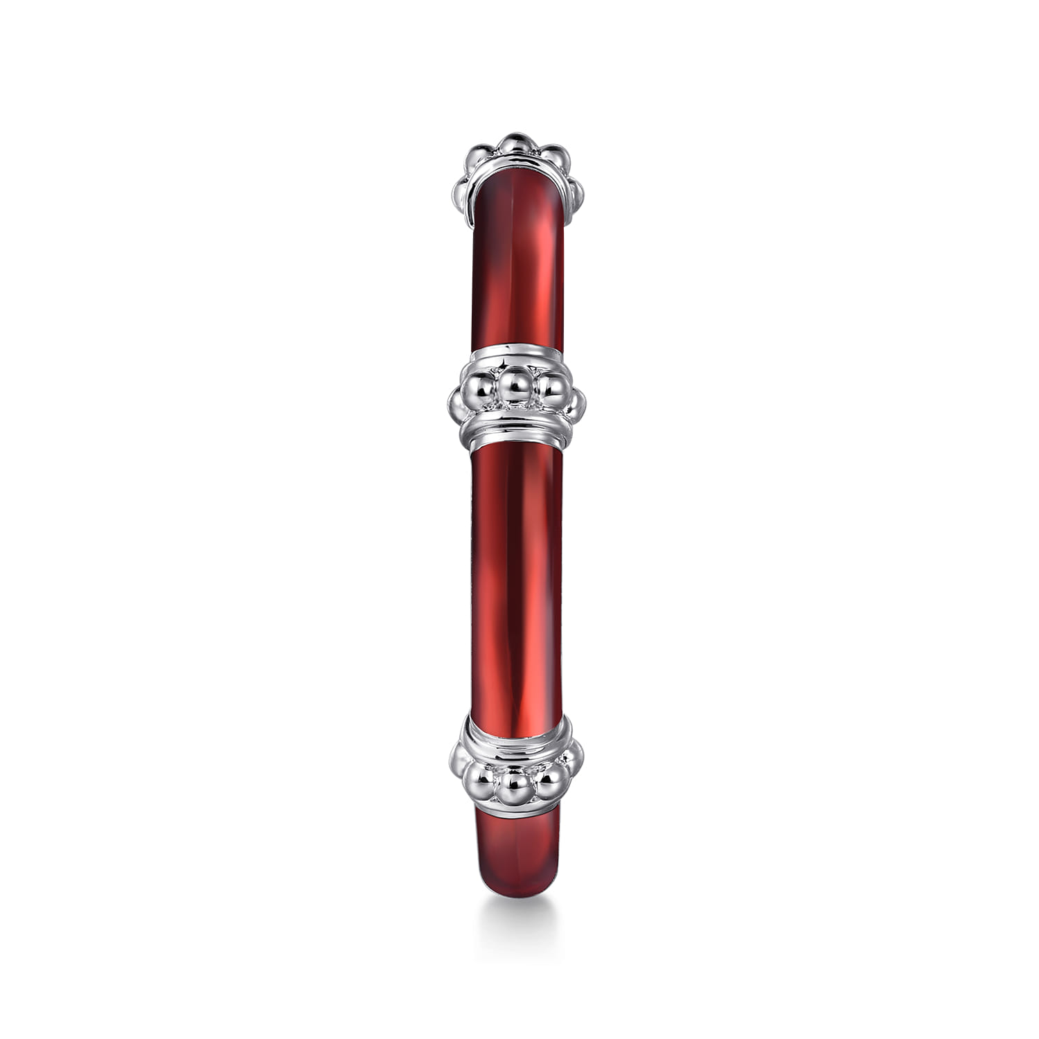 Enamel - 14K White Gold Bujukan Bar Split Stackable with Chrome Red Enamel - Shot 4
