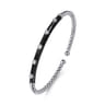Enamel - 14K White Gold Bujukan Beads and Diamond Split Bangle with Black Enamel - 0.15 ct