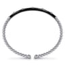 Enamel - 14K White Gold Bujukan Beads and Diamond Split Bangle with Black Enamel - 0.15 ct