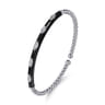 Enamel - 14K White Gold Bujukan Beads and Diamond Split Bangle with Black Enamel - 0.1 ct