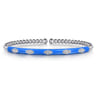 Enamel - 14K White Gold Bujukan Beads and Diamond Split Bangle with Blue Enamel - 0.1 ct