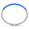 Enamel - 14K White Gold Bujukan Beads and Diamond Split Bangle with Blue Enamel - 0.1 ct
