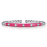Enamel - 14K White Gold Bujukan Beads and Diamond Split Bangle with Fuchsia Enamel - 0.15 ct