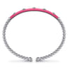 Enamel - 14K White Gold Bujukan Beads and Diamond Split Bangle with Fuchsia Enamel - 0.15 ct