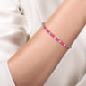 Enamel - 14K White Gold Bujukan Beads and Diamond Split Bangle with Fuchsia Enamel - 0.15 ct