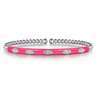 Enamel - 14K White Gold Bujukan Beads and Diamond Split Bangle with Fuchsia Enamel - 0.1 ct