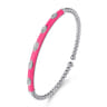 Enamel - 14K White Gold Bujukan Beads and Diamond Split Bangle with Fuchsia Enamel - 0.1 ct