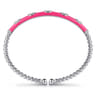 Enamel - 14K White Gold Bujukan Beads and Diamond Split Bangle with Fuchsia Enamel - 0.1 ct