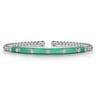 Enamel - 14K White Gold Bujukan Beads and Diamond Split Bangle with Mint Green Enamel - 0.15 ct