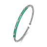 Enamel - 14K White Gold Bujukan Beads and Diamond Split Bangle with Mint Green Enamel - 0.15 ct