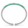 Enamel - 14K White Gold Bujukan Beads and Diamond Split Bangle with Mint Green Enamel - 0.15 ct